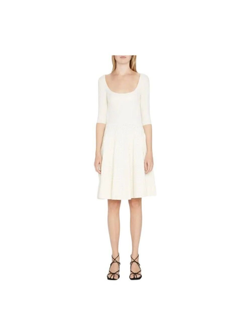 Jason wu Collection Fit & Flare Scoop Neck Cream Knit Dress Size XS